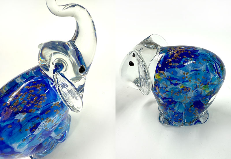 吉象成雙-藍色片 玻璃擺飾